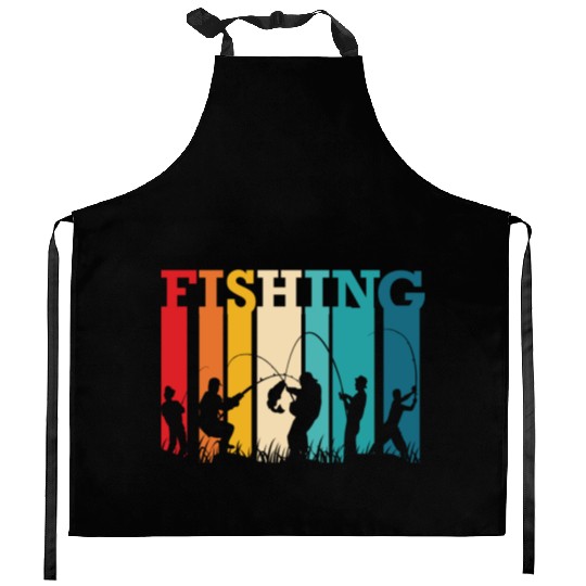 Fishing fish vintage retro Kitchen Aprons