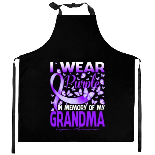 I Wear Purple In Memory Of My Grandma Awareness Kitchen Aprons