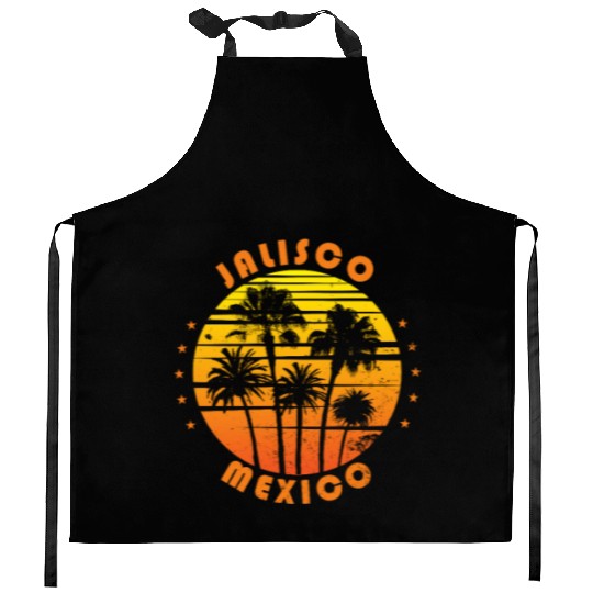 Retro Jalisco Mexico Souvenir Vintage Palm Tree Kitchen Aprons