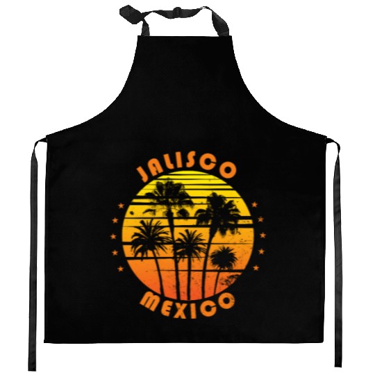 Retro Jalisco Mexico Souvenir Vintage Palm Tree Kitchen Aprons