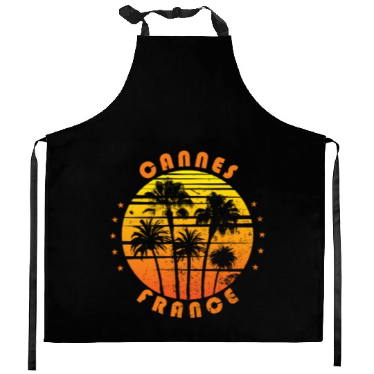 Retro Cannes France Souvenir Vintage Palm Tree Kitchen Aprons