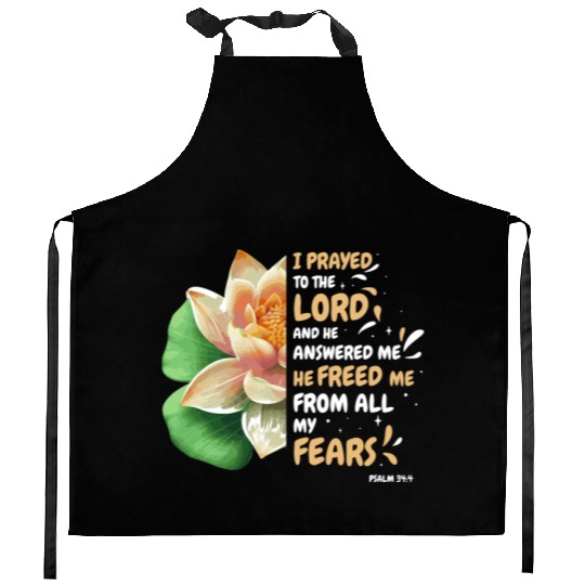Freed Me From Fear Water Lilly Flower Bible Verse Kitchen Aprons
