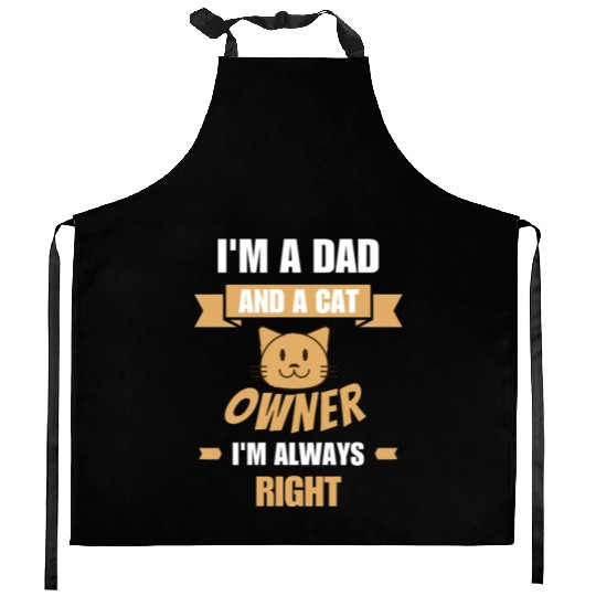 Dad and cat owner Kitchen Aprons