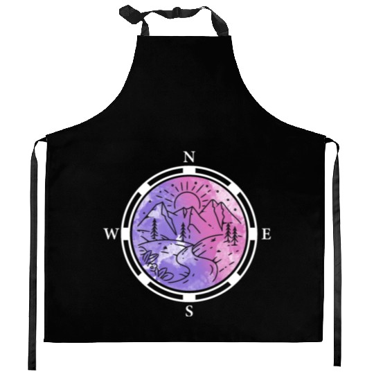 Hiker Mountains Compass climbing Mountaineering Kitchen Aprons
