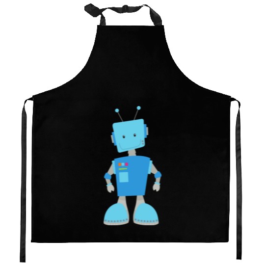Cute Robot Funny Robot Silly Robot Blue Robot Kitchen Aprons