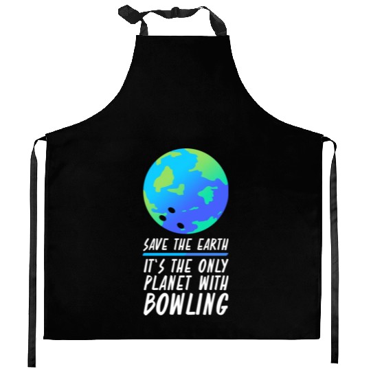 Save The Earth Funny Bowling Kitchen Aprons