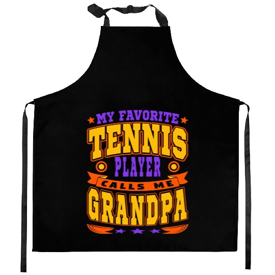 Calls Me Grandpa Funny Grandchildren Tennis Lover Kitchen Aprons