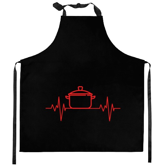 Passion Cooking / Eating / Baking Heartbeat ECG Kitchen Aprons