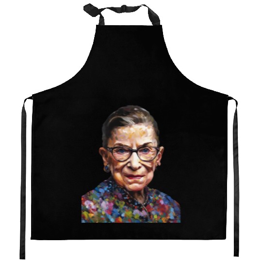 Ruth Bader Ginsburg portrait in a Monet style Kitchen Aprons