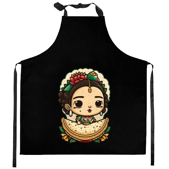 Frida Kahlo & Tacos Cinco De Mayo Mexican Fiesta Kitchen Aprons