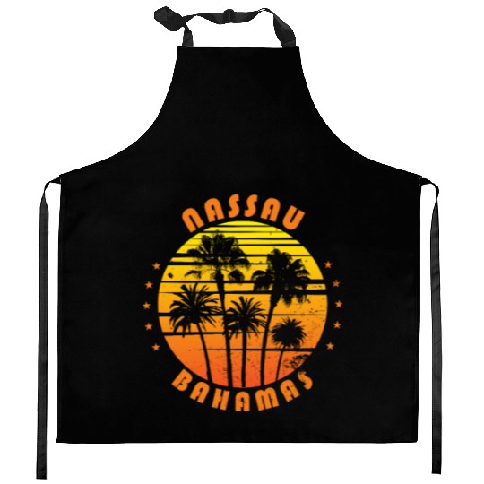 Retro Nassau Bahamas Souvenir Vintage Palm Tree Kitchen Aprons