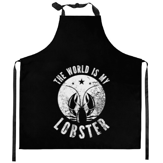 The World Is My Lobster Funny Vintage Graphic Kitchen Aprons