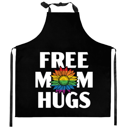 Free Mom Hugs Rainbow Pride Month LGBTQ Gay Pride Kitchen Aprons