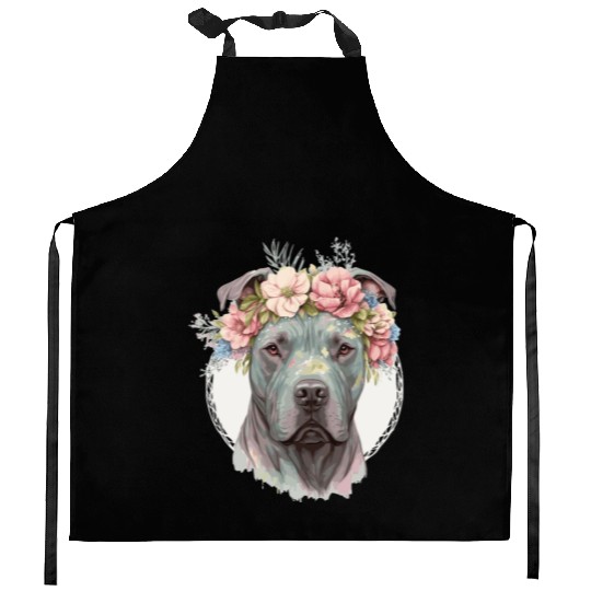 Cute Cane Corso Flower Crown Pet Dog Puppy Kitchen Aprons