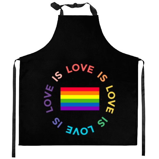 Love is Love with rainbowflag Kitchen Aprons