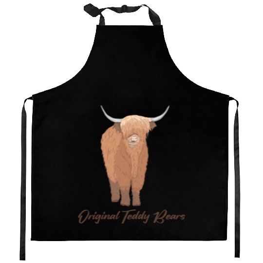 Original Teddy Bears Highland Cow Scottish Cattle Kitchen Aprons