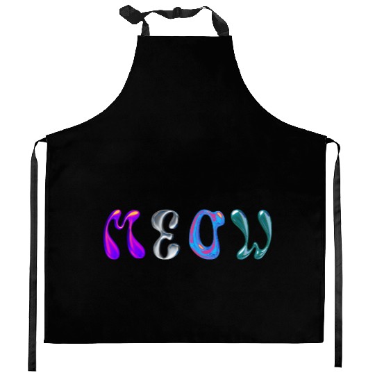 meow kitty Kitchen Aprons
