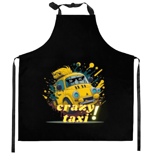 crazy taxi Kitchen Aprons