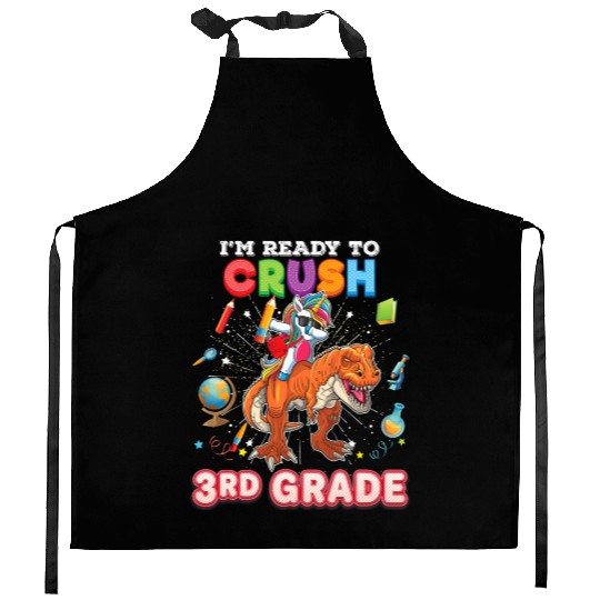 I m Ready To Crush 3rd Grade Unicorn Dinosaur Kitchen Aprons