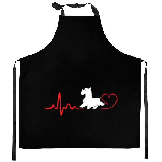Scottie Dog Heartbeat Scottish Terrier Kitchen Aprons