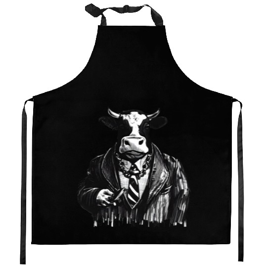 COW MOBSTER COW AS MOB BOSS COW A NOSTRA Kitchen Aprons
