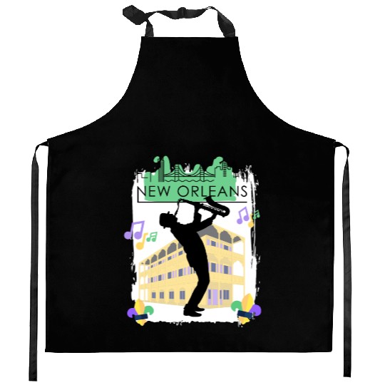 Mardi Gras New Orleans Louisiana City Jazz Music Kitchen Aprons