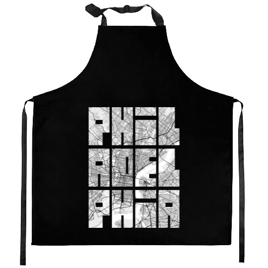 Philadelphia USA City Map Typography Light Kitchen Aprons