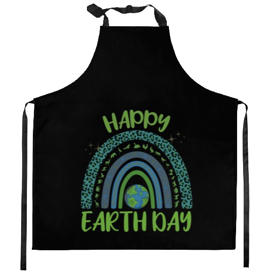 Happy Earth Day Quote With Unique illustration Kitchen Aprons