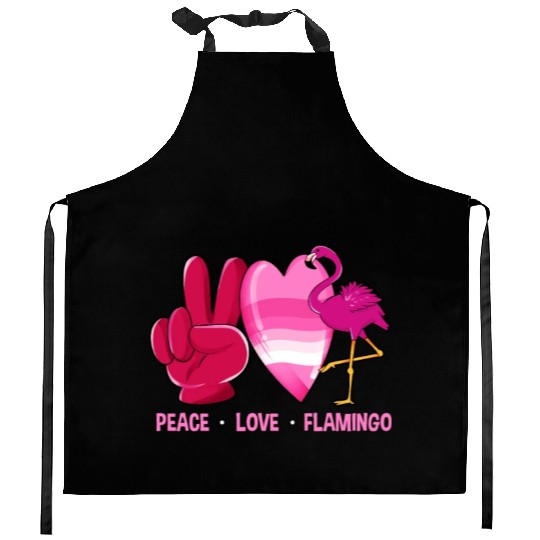 Peace Love Flamingo Kitchen Aprons