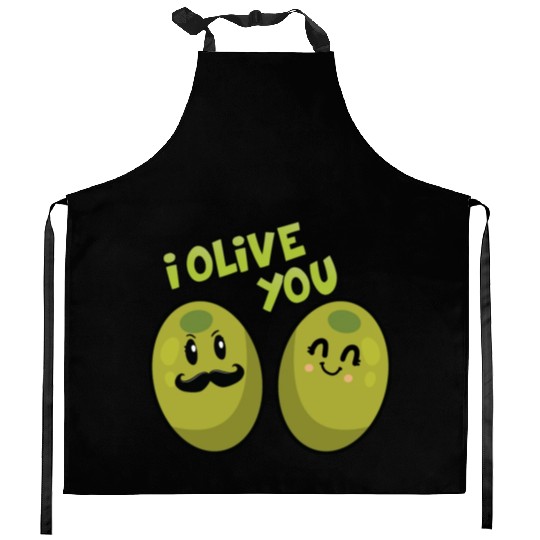 Green olives valentine olive you Kitchen Aprons