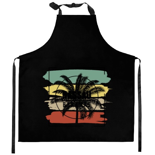 Nassau Bahamas Palm Tree Retro Artistic Kitchen Aprons
