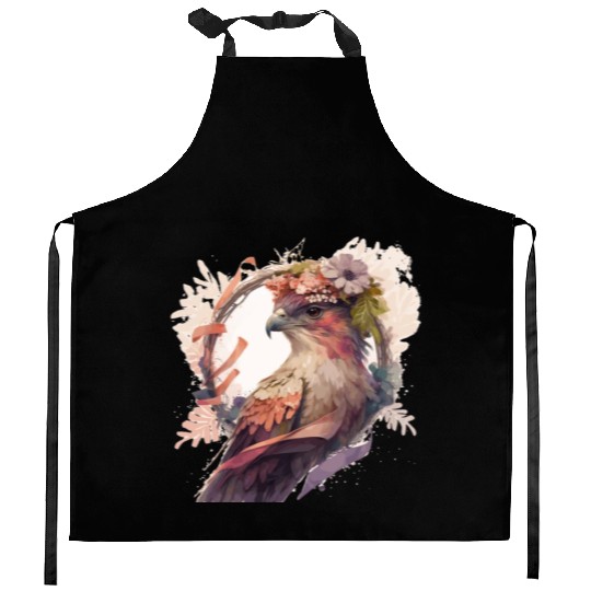 Birds Of Prey Kite Bird Flower Crown Floral Kitchen Aprons