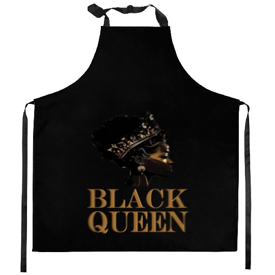 Womens Black Queen Kitchen Aprons
