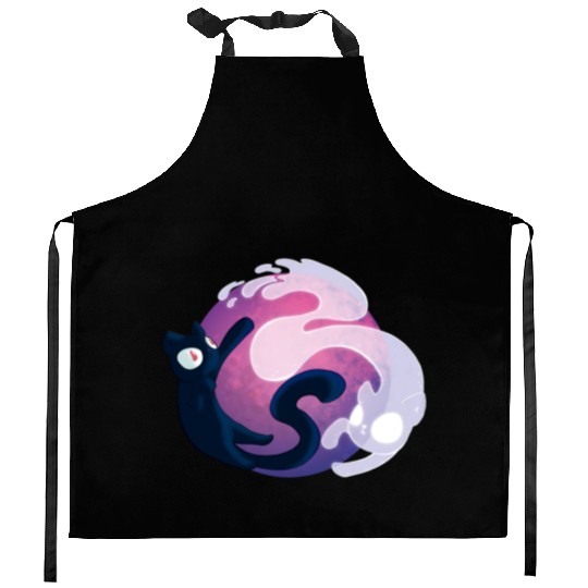 Black Cat and Ghost Cat Kitchen Aprons