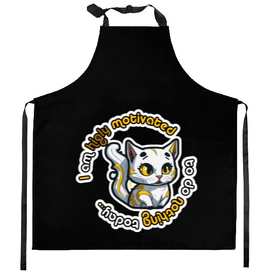 higly motivated golden cat - 5000 - DIGITAL Kitchen Aprons