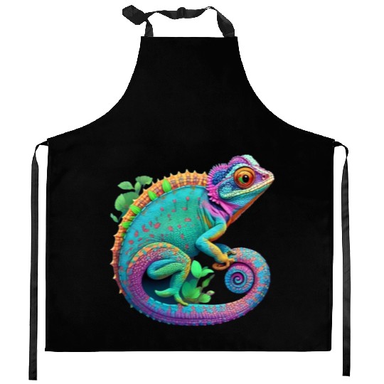 Cute Chameleon is a colorful beautiful Cute animal Kitchen Aprons