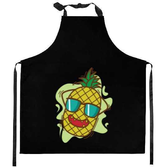 Pineapple chilling on Vacation tropical sweet Frui Kitchen Aprons