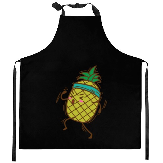 Pineapple goes jogging or running sweet Fruit Kitchen Aprons