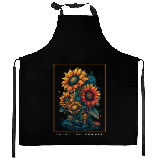 Psychedelic Sunflowers Garden Nature Lover Kitchen Aprons
