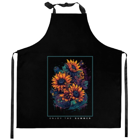 Psychedelic Sunflowers Garden Nature Lover Gift Kitchen Aprons