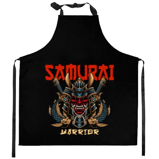 Samurai Warrior Japan Japanese Ninja Skull Katana Kitchen Aprons