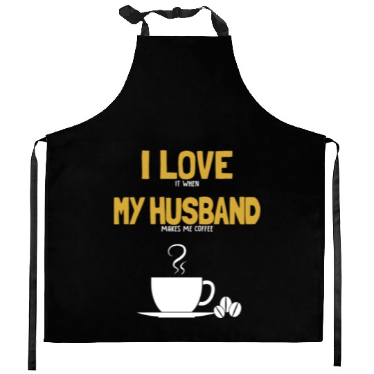 I love my Husband Coffee Queen Latte Art Barista Kitchen Aprons