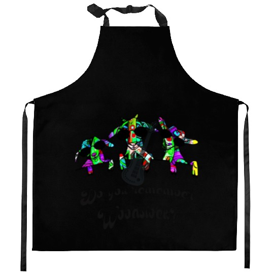 Hippie Goats playing guitar remembering Woodstock Kitchen Aprons