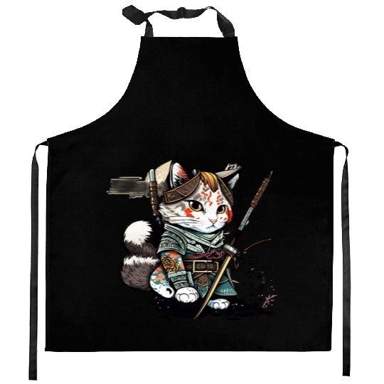 The Fearless Samurai Cat: A Sword's Master Kitchen Aprons