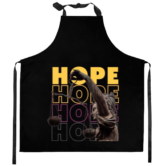 Black and yellow modern hope Kitchen Aprons