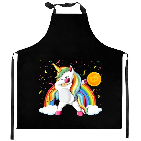 Dabbing Unicorn Bitcoin Sarcastic Cryptocurrency Kitchen Aprons