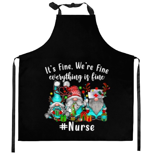 Gnome Its Fine Im Fine Everything Is Fine Xmas Kitchen Aprons