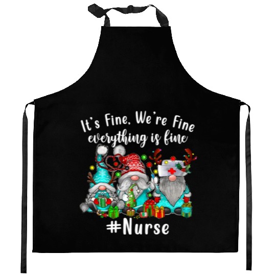 Gnome Its Fine Im Fine Everything Is Fine Xmas Kitchen Aprons