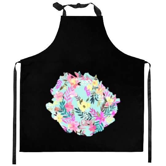 Hibiscus Floral Tropical Blue Kitchen Aprons