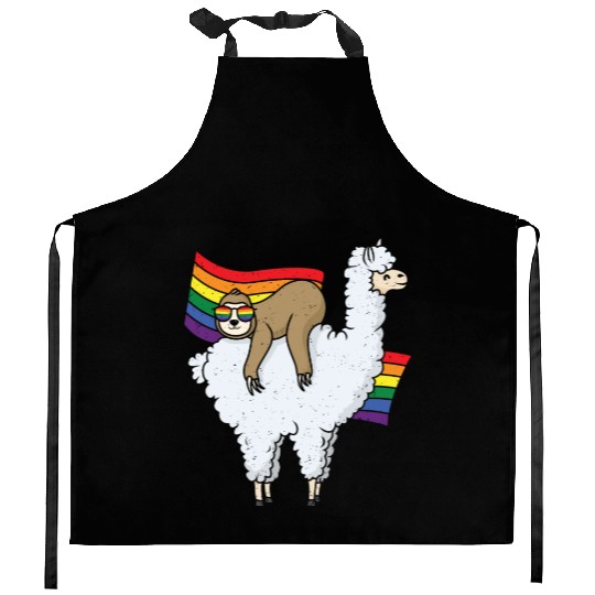 Sloth Equality Gay LGBTQ Rainbow LGBT Pride Month Kitchen Aprons